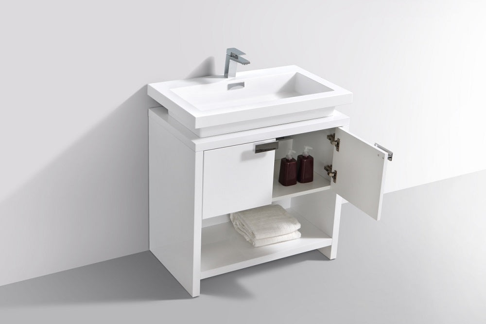 Levi 32" Modern Bathroom Vanity with Cubby Hole