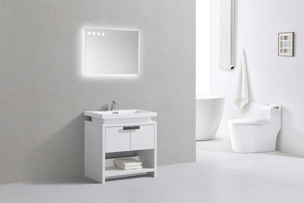 Levi 32" Modern Bathroom Vanity with Cubby Hole