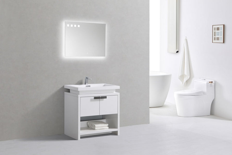 Levi 32" Modern Bathroom Vanity with Cubby Hole