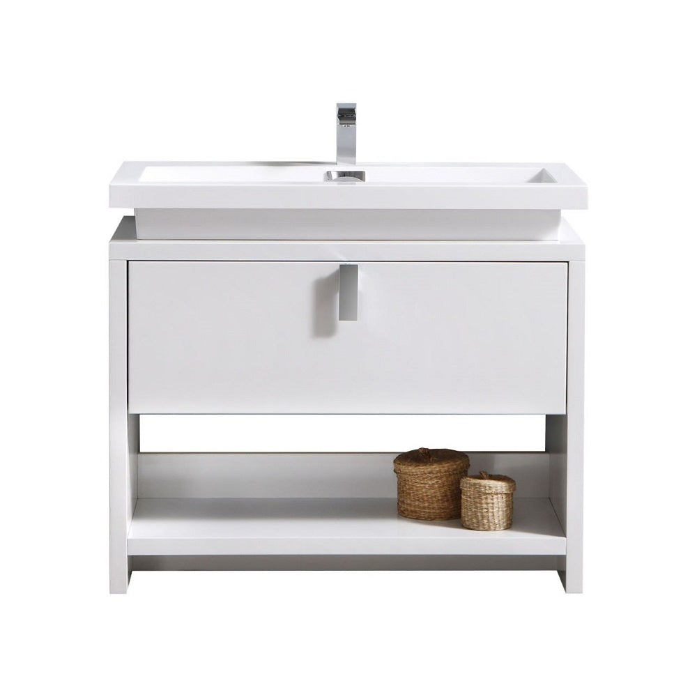 Levi 40" Modern Bathroom Vanity with Cubby Hole