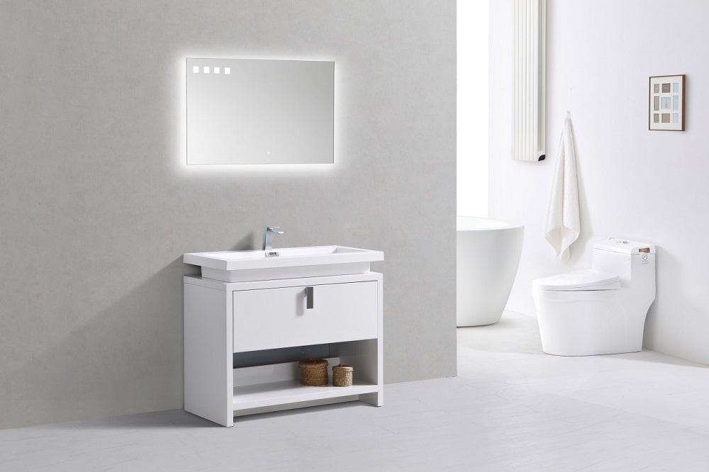 Levi 40" Modern Bathroom Vanity with Cubby Hole