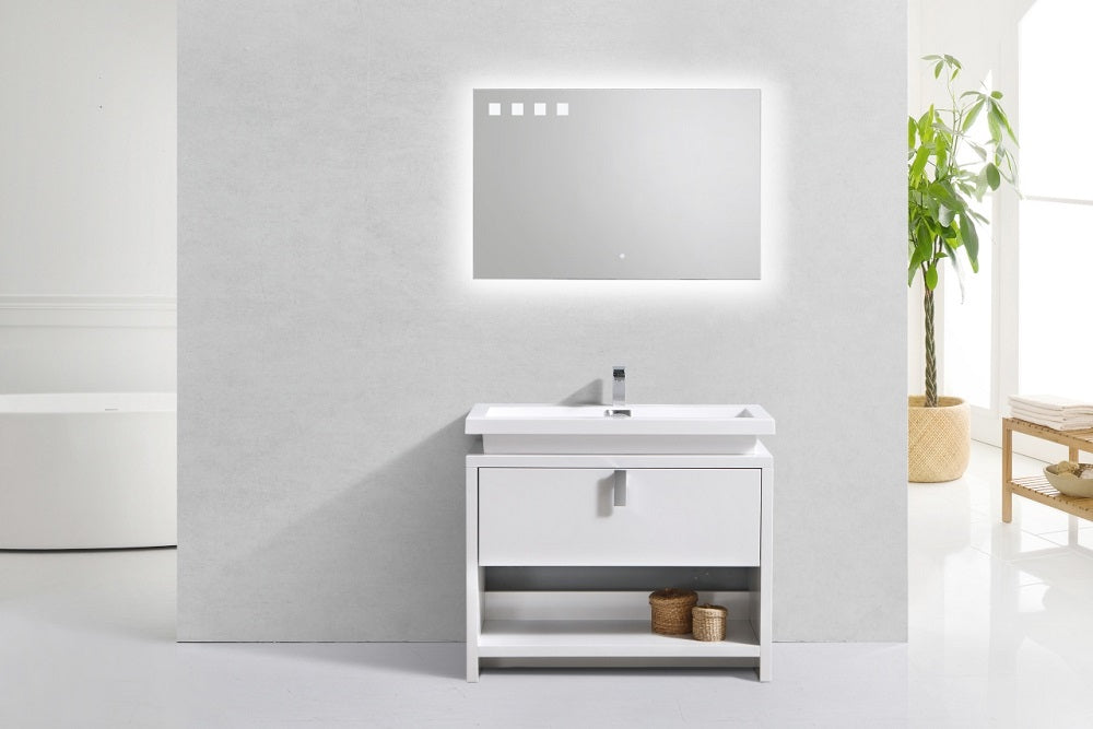 Levi 40" Modern Bathroom Vanity with Cubby Hole