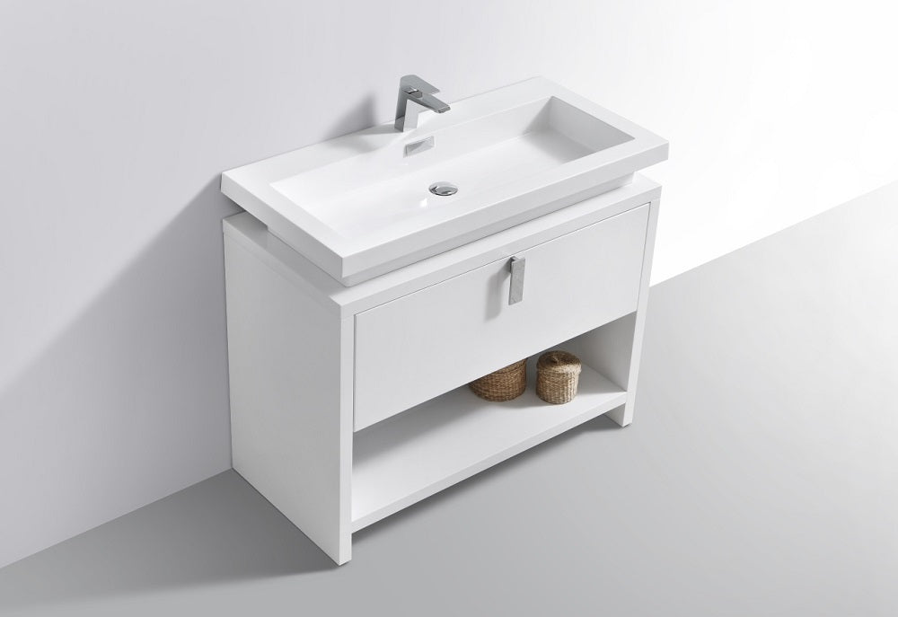 Levi 40" Modern Bathroom Vanity with Cubby Hole