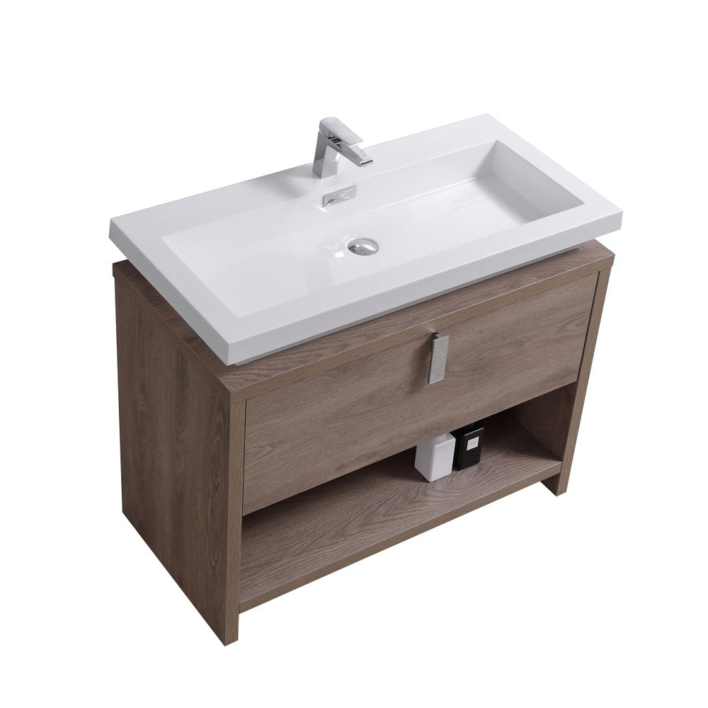 Levi 40" Modern Bathroom Vanity with Cubby Hole