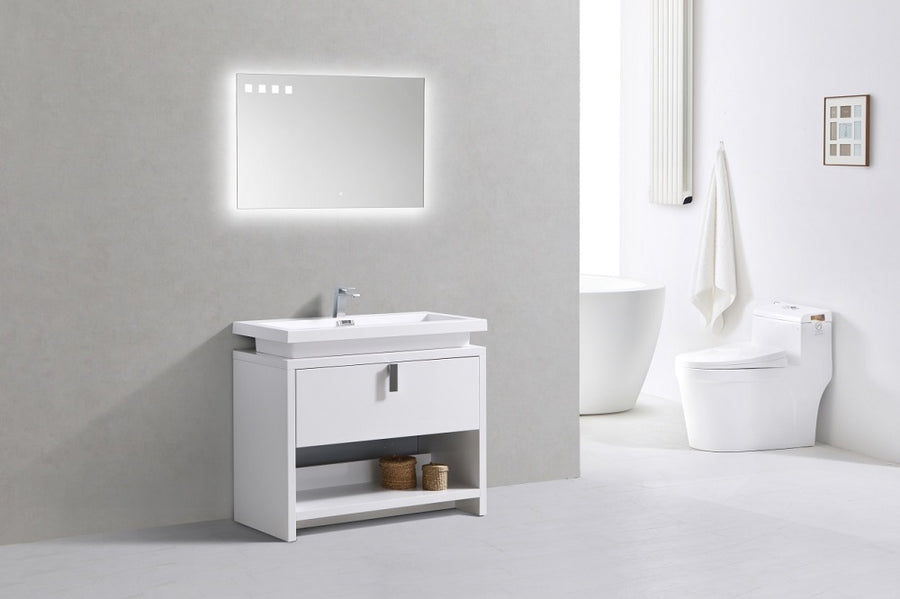 Levi 48" Modern Bathroom Vanity with Cubby Hole