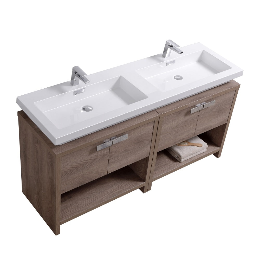 Levi 63" Modern Bathroom Vanity with Cubby Hole