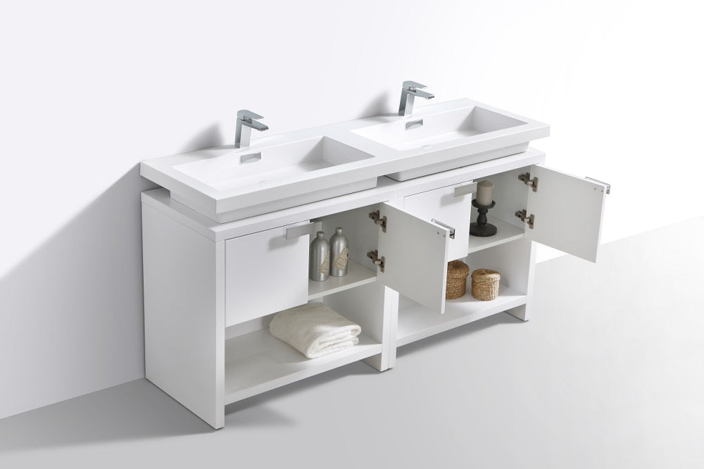 Levi 63" Modern Bathroom Vanity with Cubby Hole