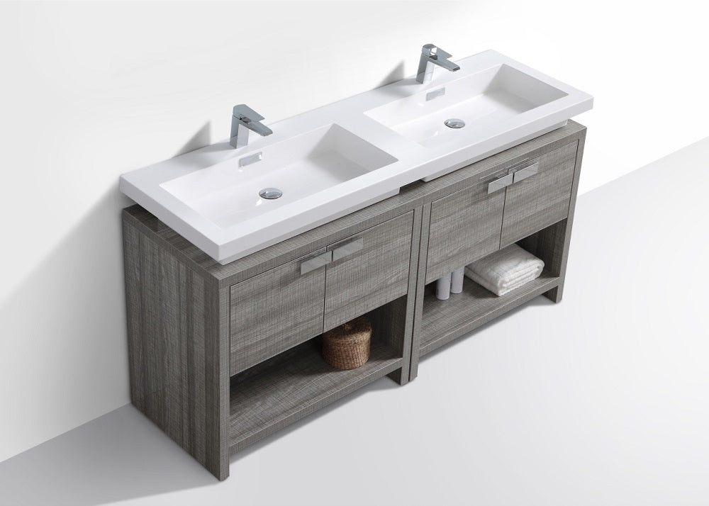 Levi 63" Modern Bathroom Vanity with Cubby Hole