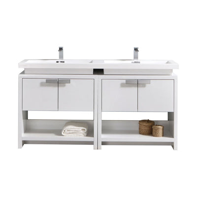 Levi 63" Modern Bathroom Vanity with Cubby Hole