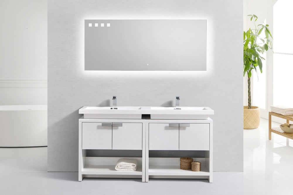Levi 63" Modern Bathroom Vanity with Cubby Hole