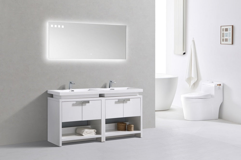 Levi 63" Modern Bathroom Vanity with Cubby Hole