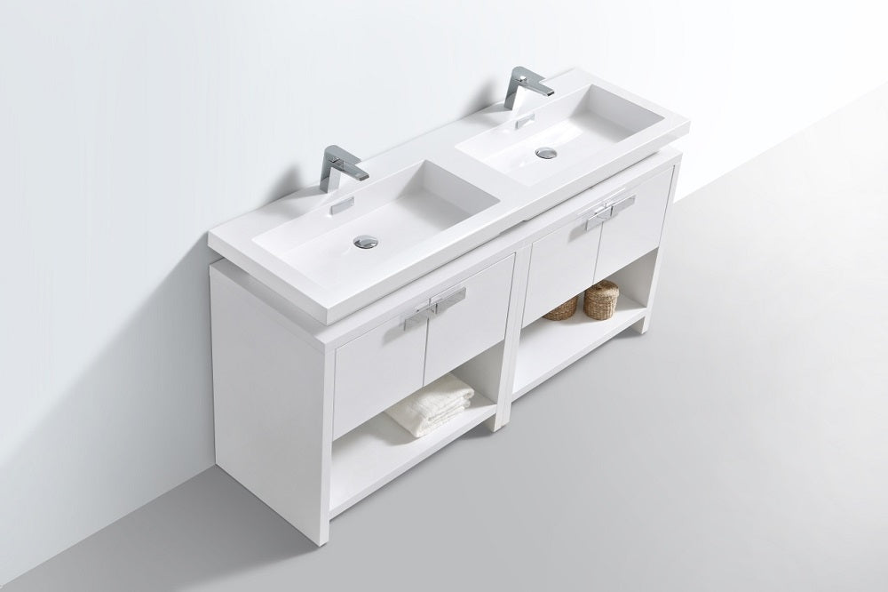 Levi 63" Modern Bathroom Vanity with Cubby Hole