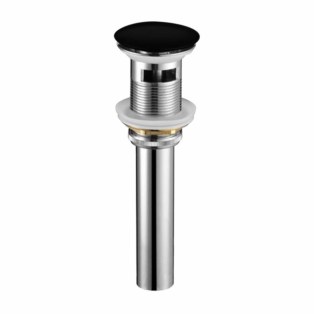 KubeBath Solid Brass Construction Pop-Up Drain With Overflow – Black