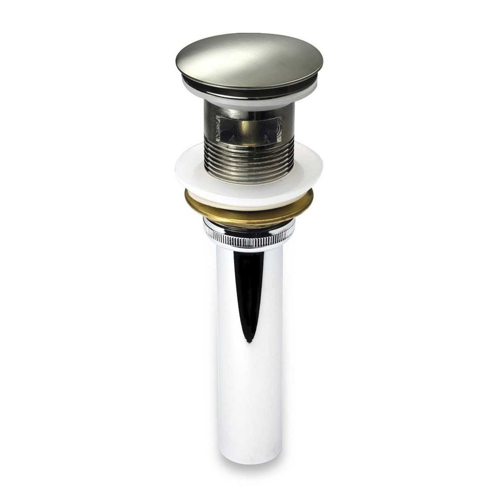 KubeBath Solid Brass Construction Pop-Up Drain With Overflow – Brushed Nickel