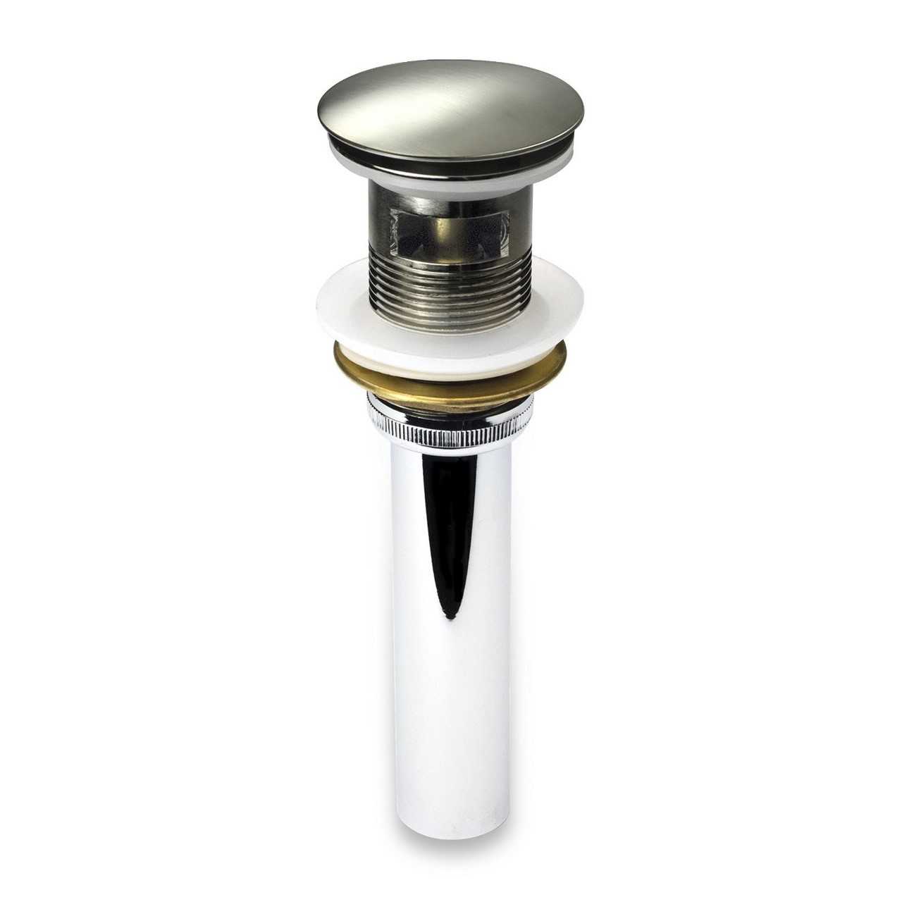 KubeBath Solid Brass Construction Pop-Up Drain With Overflow – Brushed Nickel