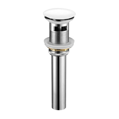 KubeBath Solid Brass Construction Pop-Up Drain With Overflow – White
