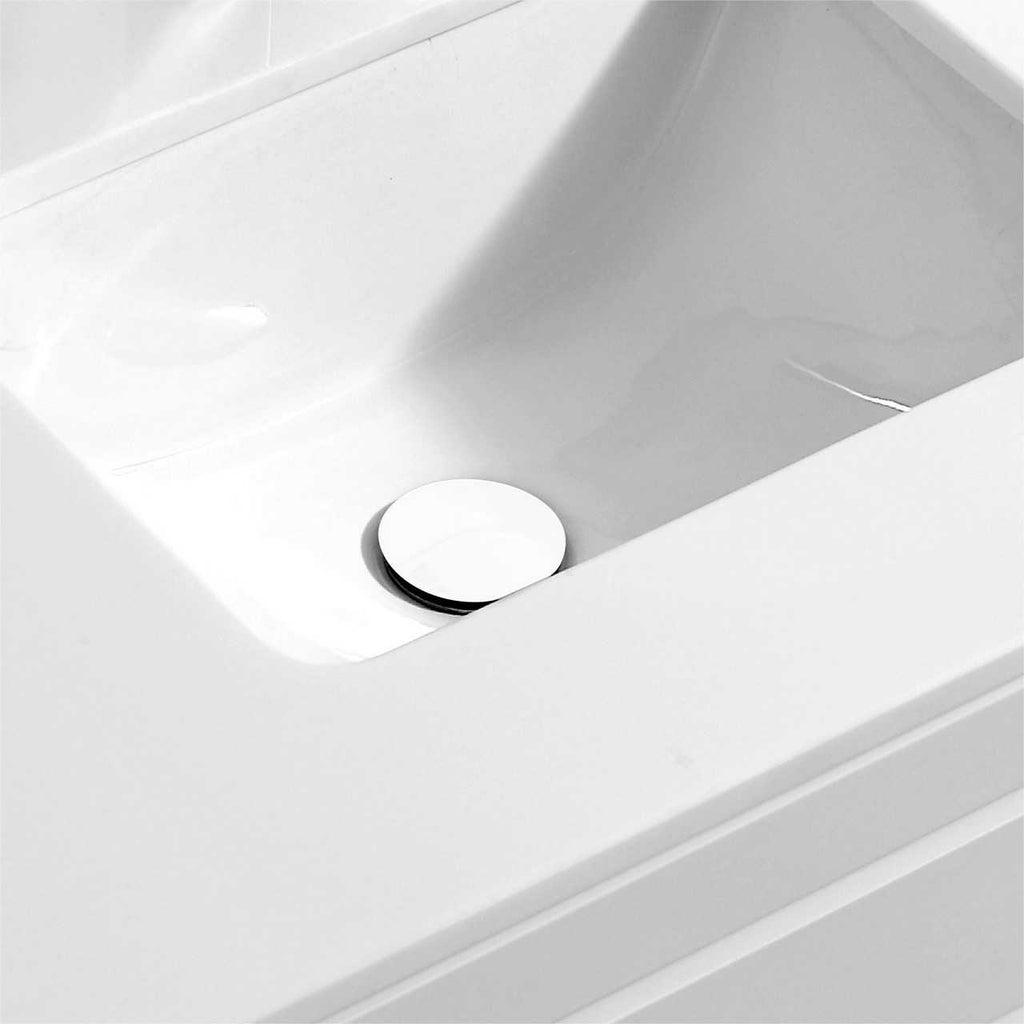 KubeBath Solid Brass Pop-Up Drain NO Overflow – White