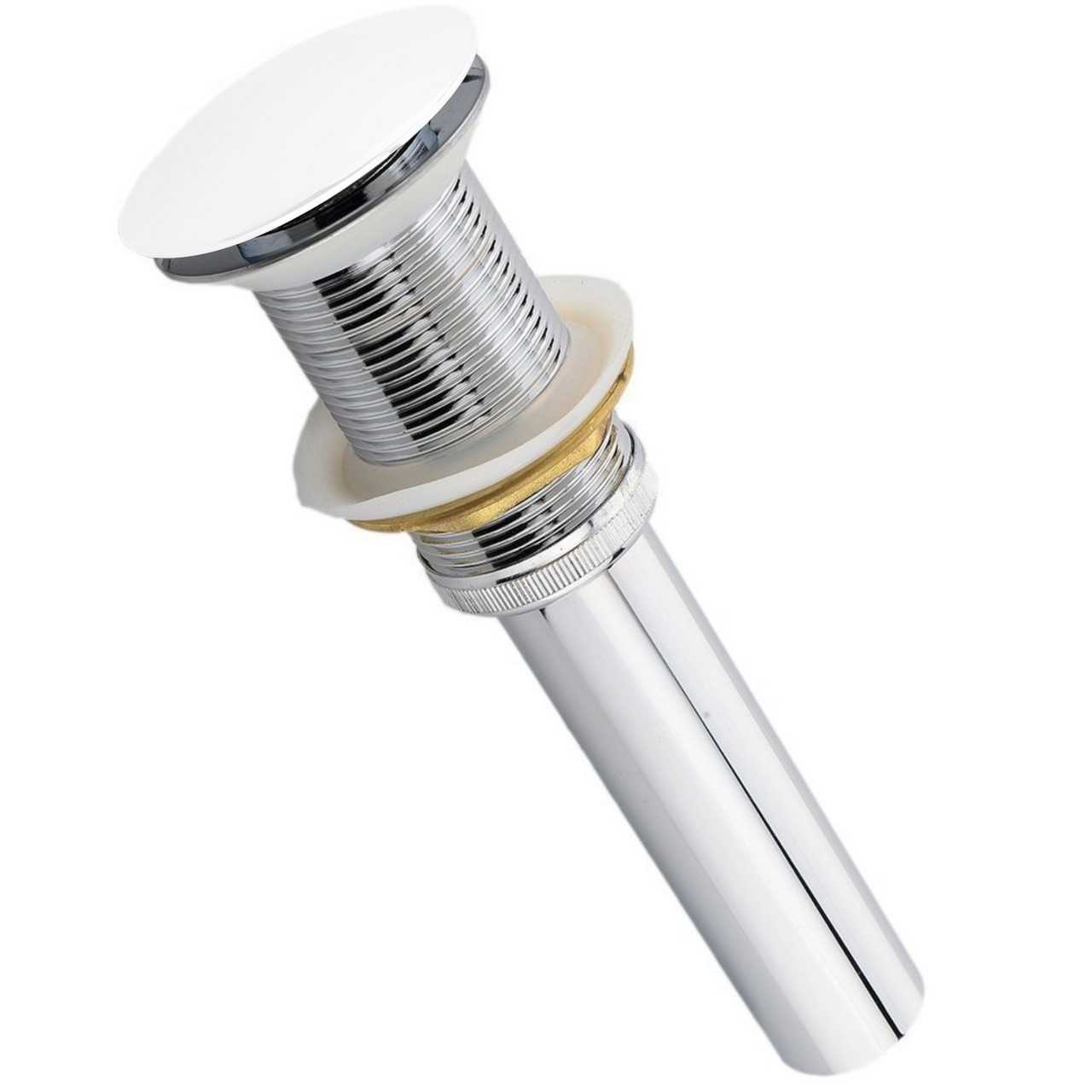 KubeBath Solid Brass Pop-Up Drain NO Overflow – White