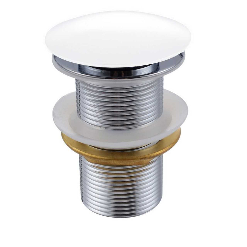 KubeBath Solid Brass Pop-Up Drain NO Overflow – White