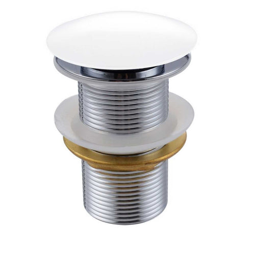 KubeBath Solid Brass Pop-Up Drain NO Overflow – White