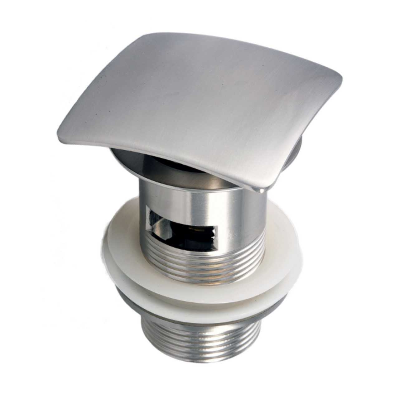 KubeBath Solid Brass Construction Square Pop-Up Drain With Overflow – Brushed Nickel