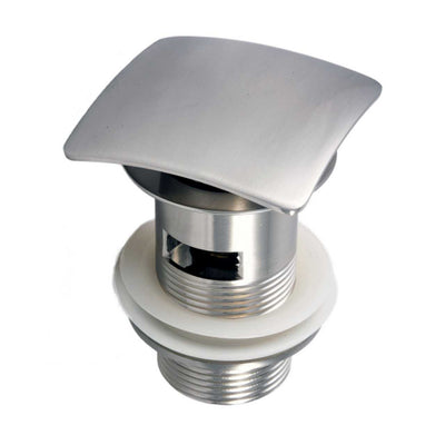 KubeBath Solid Brass Construction Square Pop-Up Drain With Overflow – Brushed Nickel