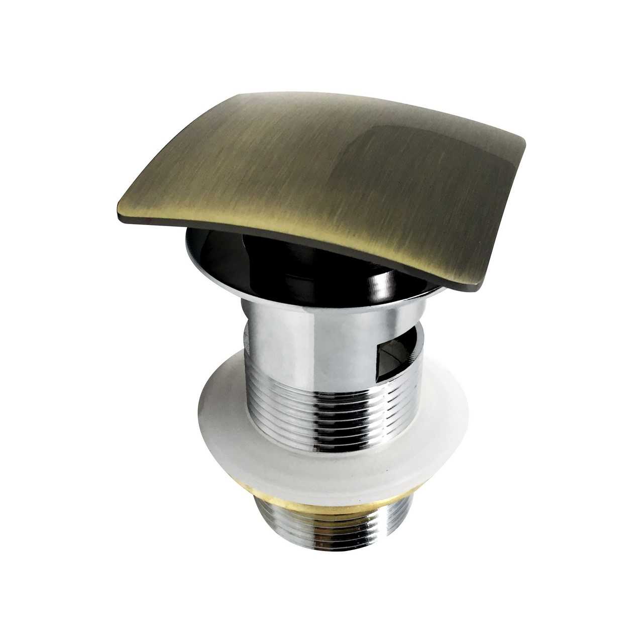 KubeBath Solid Brass Construction Square Pop-Up Drain With Overflow – Bronze