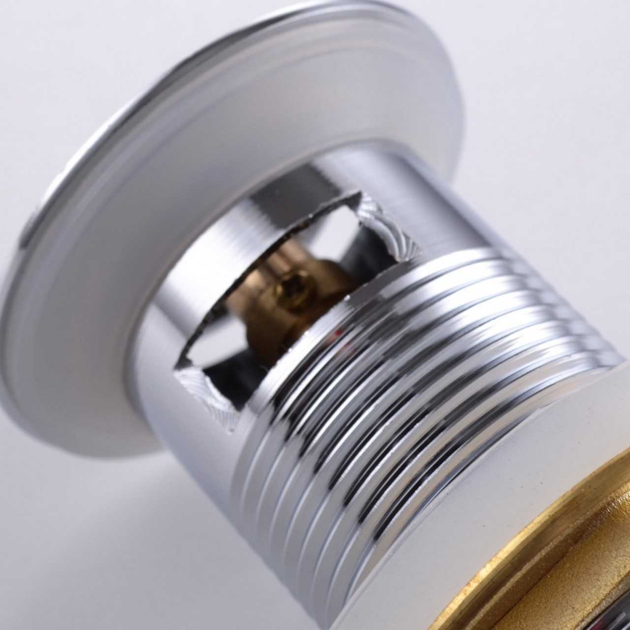 KubeBath Solid Brass Construction Square Pop-Up Drain With Overflow – White