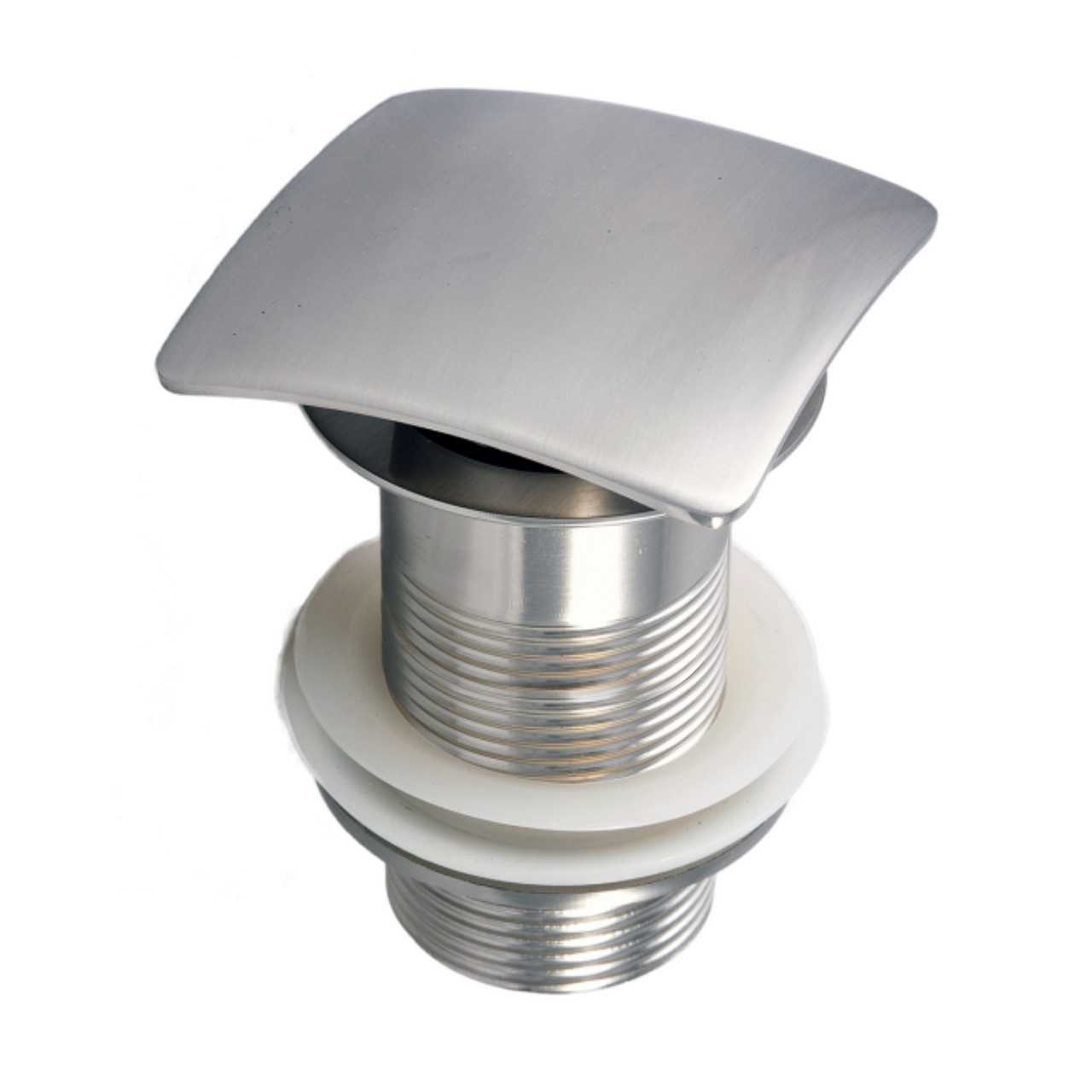 KubeBath Solid Brass Construction Square Pop-Up Drain NO Overflow – Brushed Nickel