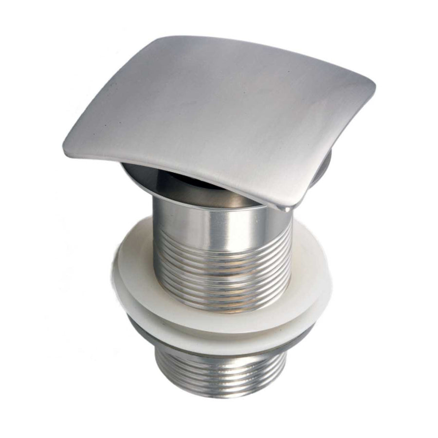 KubeBath Solid Brass Construction Square Pop-Up Drain NO Overflow – Brushed Nickel