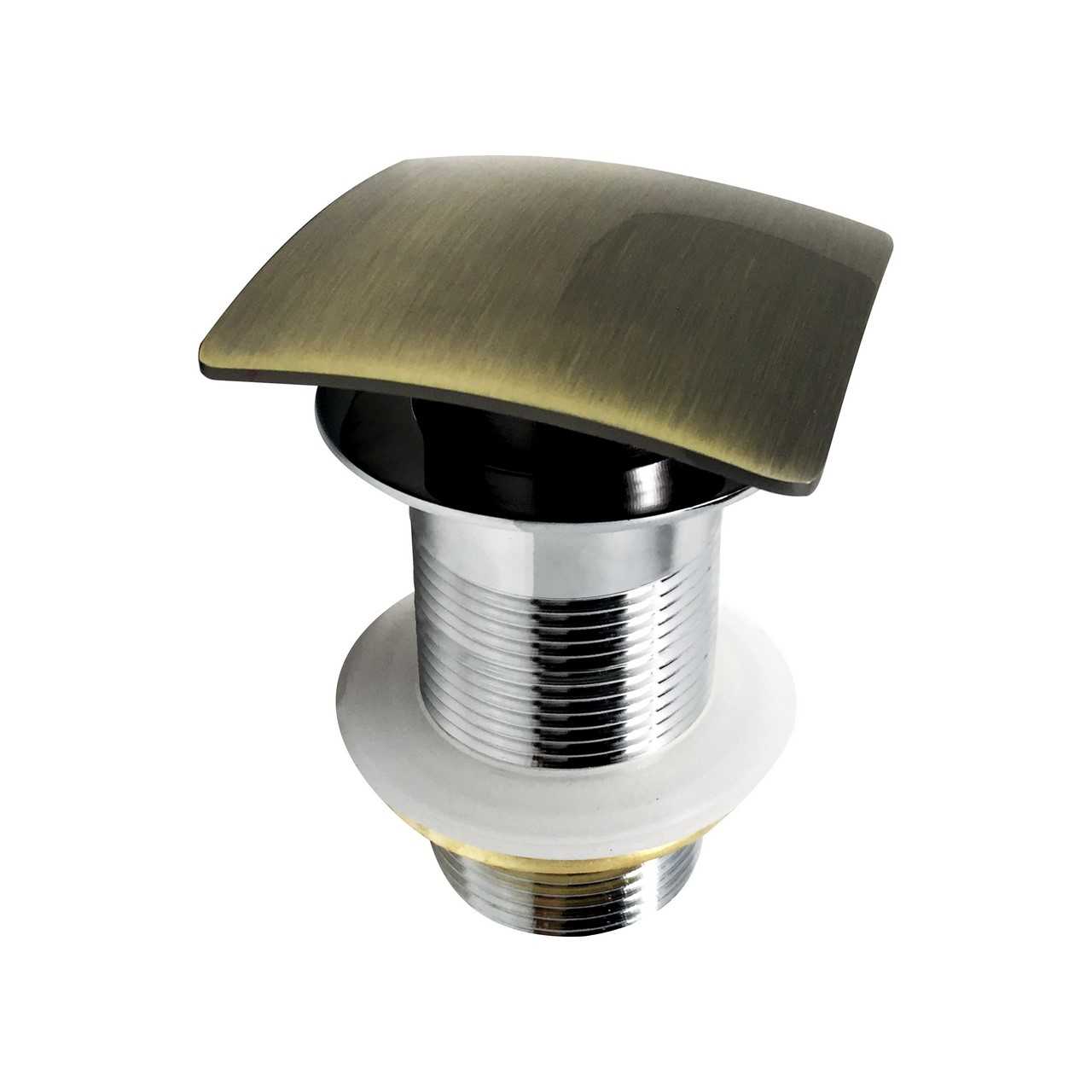 KubeBath Solid Brass Construction Square Pop-Up Drain NO Overflow – Bronze