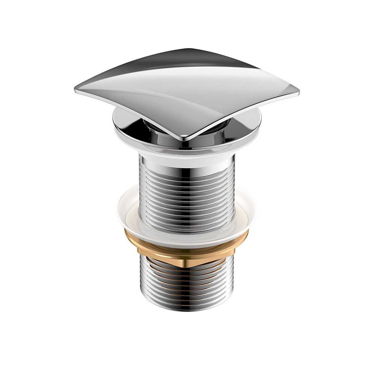 KubeBath Solid Brass Construction Square Pop-Up Drain NO Overflow – Chrome
