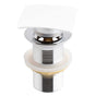 KubeBath Solid Brass Construction Square Pop-Up Drain NO Overflow – White