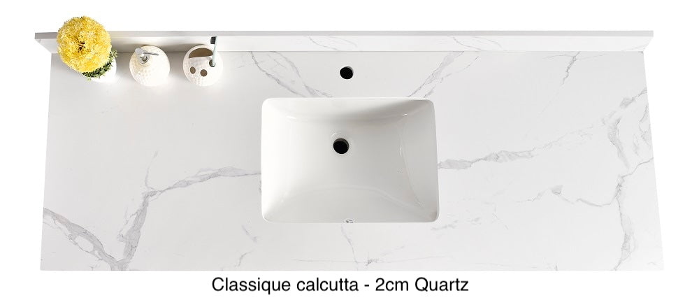 Bridgeport 60" Single Sink Solid-Wood Vanity with Quartz Countertop-Maple