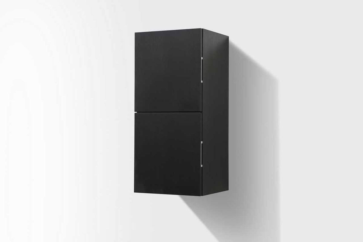 Bliss 12″ Wide by 28″ High Linen Side Cabinet With Two Doors in Black Wood Finish
