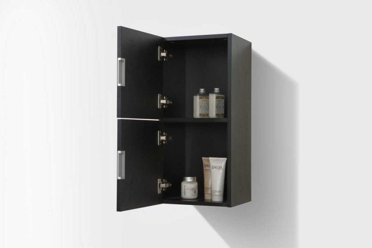 Bliss 12″ Wide by 28″ High Linen Side Cabinet With Two Doors in Black Wood Finish