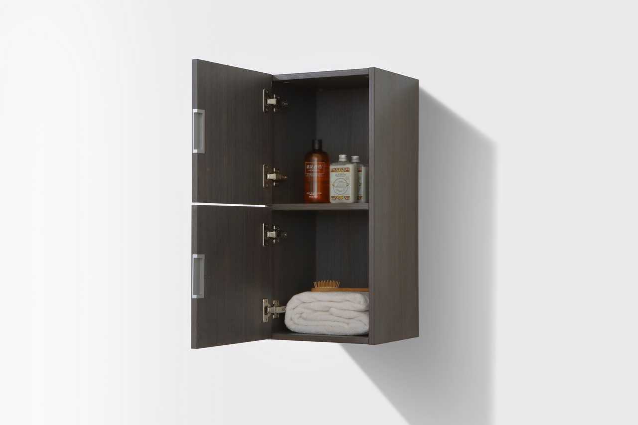 Bliss 12″ Wide by 28″ High Linen Side Cabinet With Two Doors in Gray Oak Finish