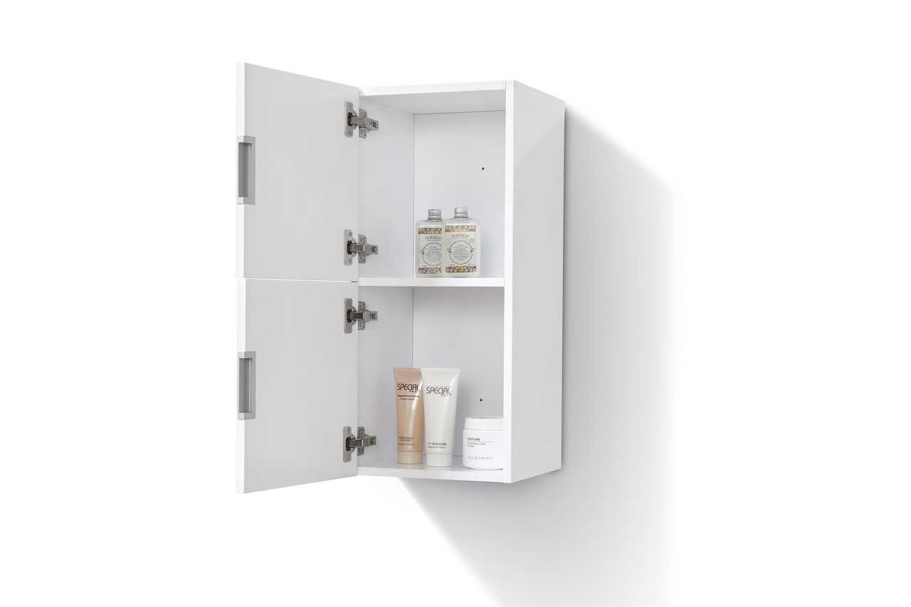 Bliss 12″ Wide by 28″ High Linen Side Cabinet With Two Doors in Gloss White Finish