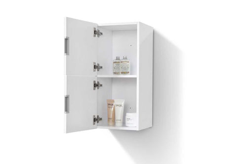 Bliss 12″ Wide by 28″ High Linen Side Cabinet With Two Doors in Gloss White Finish
