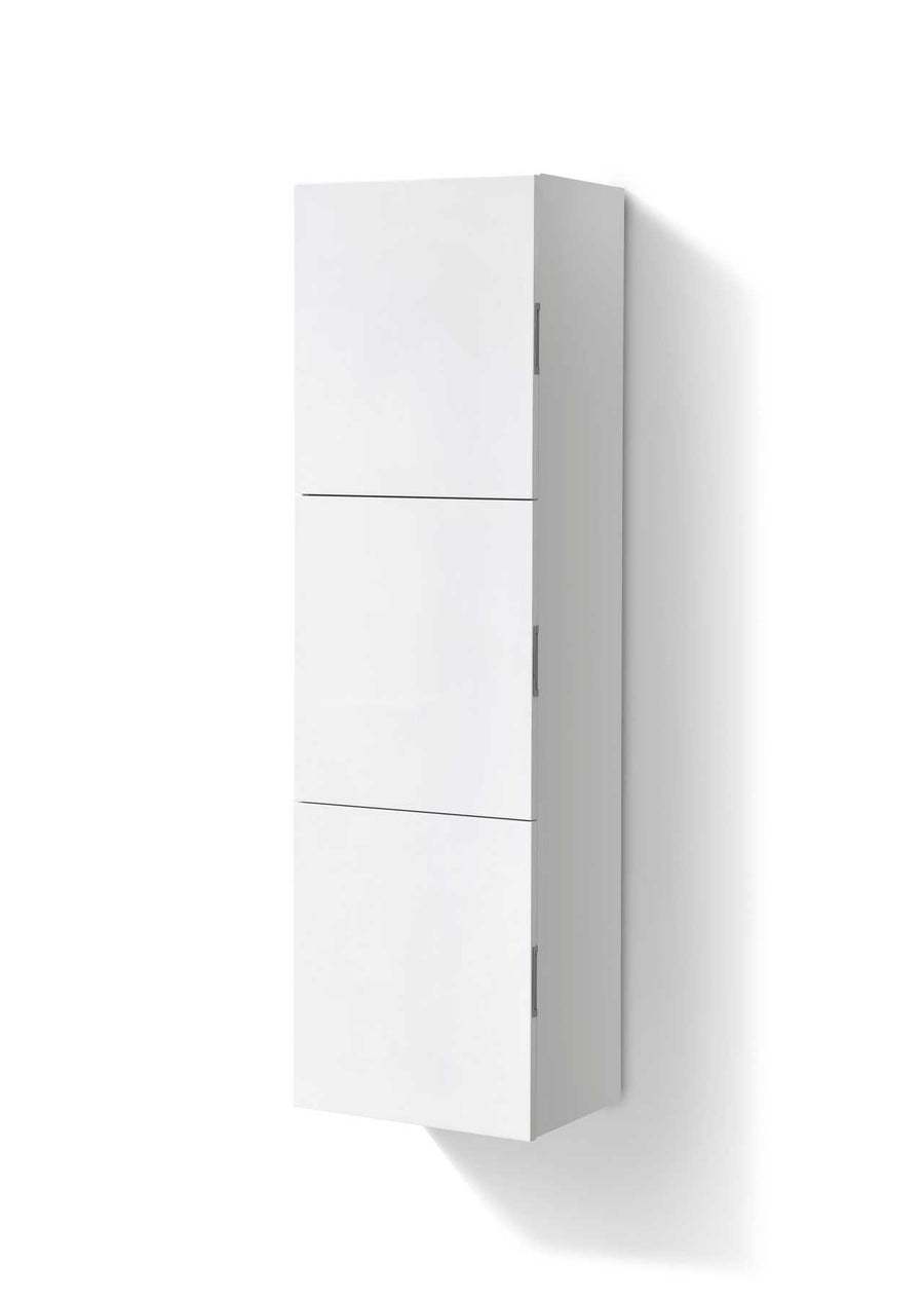 Bliss 18″ Wide by 59″ High Linen Side Cabinet With Three Doors in Gloss White Finish