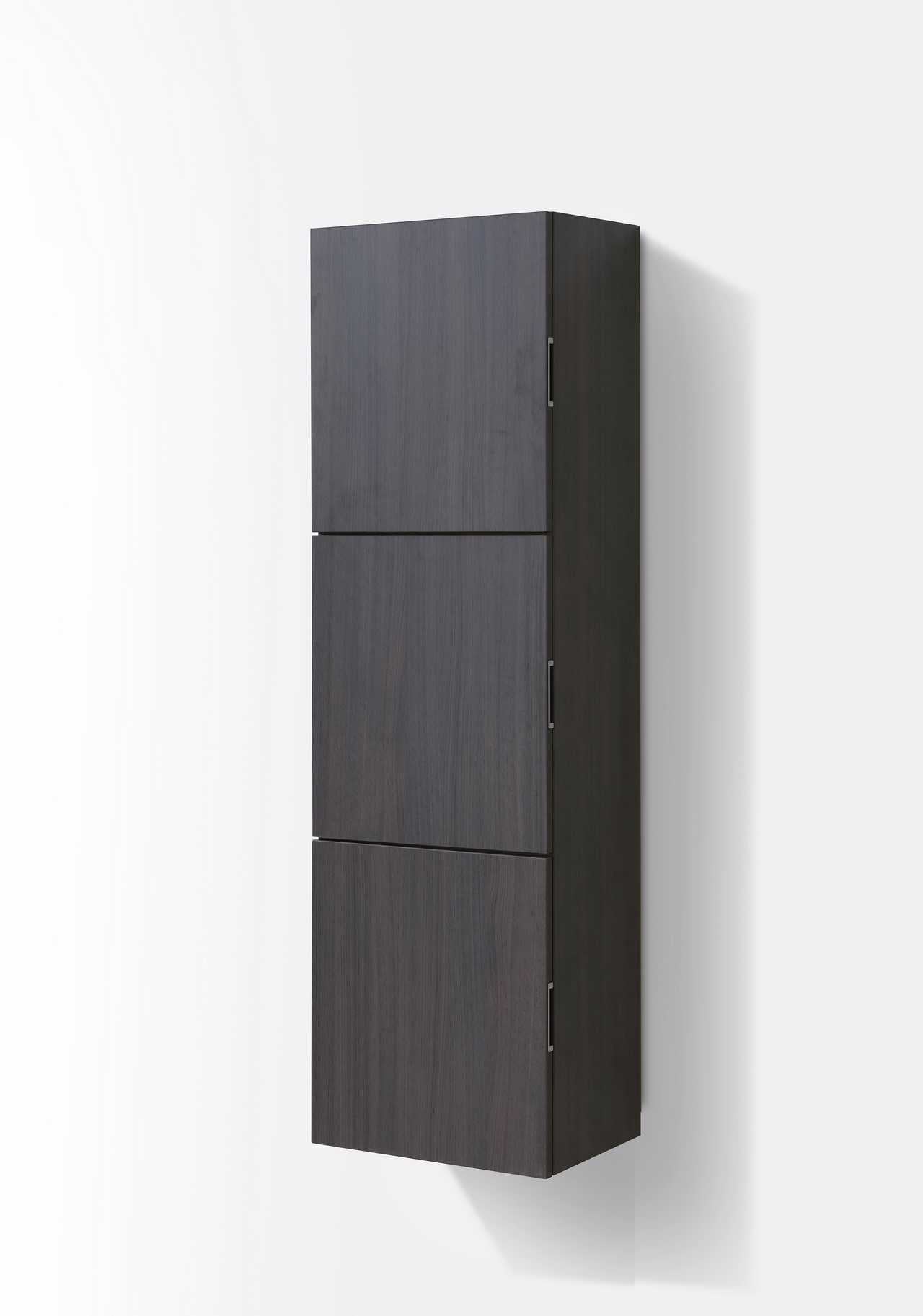 Bliss 18″ Wide by 59″ High Linen Side Cabinet With Three Doors in High Gloss Gray Oak Finish