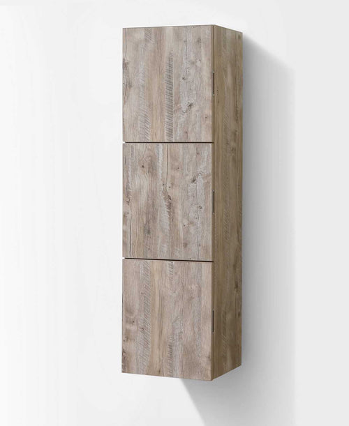 Bliss 18″ Wide by 59″ High Linen Side Cabinet With Three Doors in Nature Wood Finish