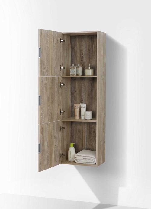 Bliss 18″ Wide by 59″ High Linen Side Cabinet With Three Doors in Nature Wood Finish