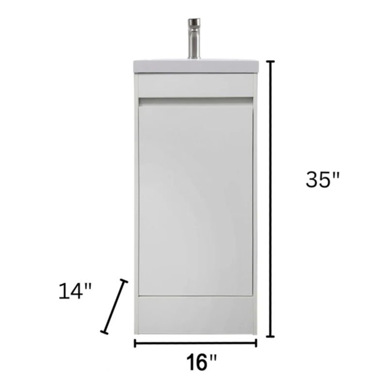 Tesoro 16" Powder Room Bathroom Vanity With Single Sink Top