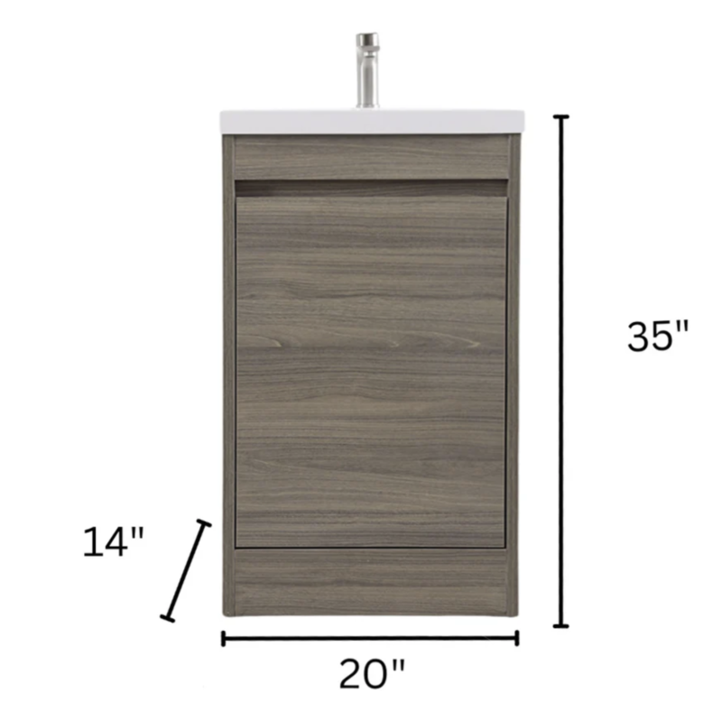 Tesoro 20" Powder Room Bathroom Vanity With Single Sink Top