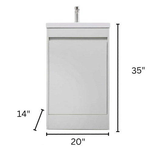 Tesoro 20" Powder Room Bathroom Vanity With Single Sink Top