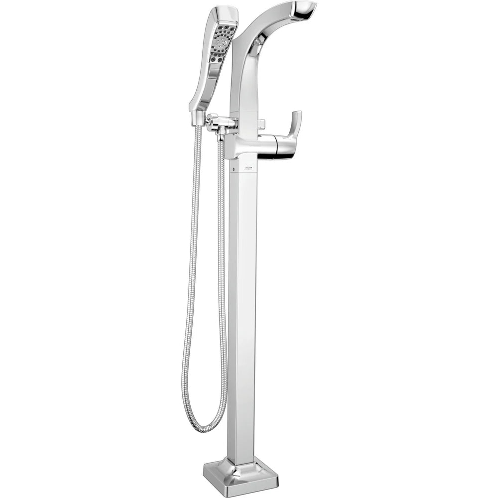Delta Tesla Single Handle Floor Mount Tub Filler Trim with Hand Shower