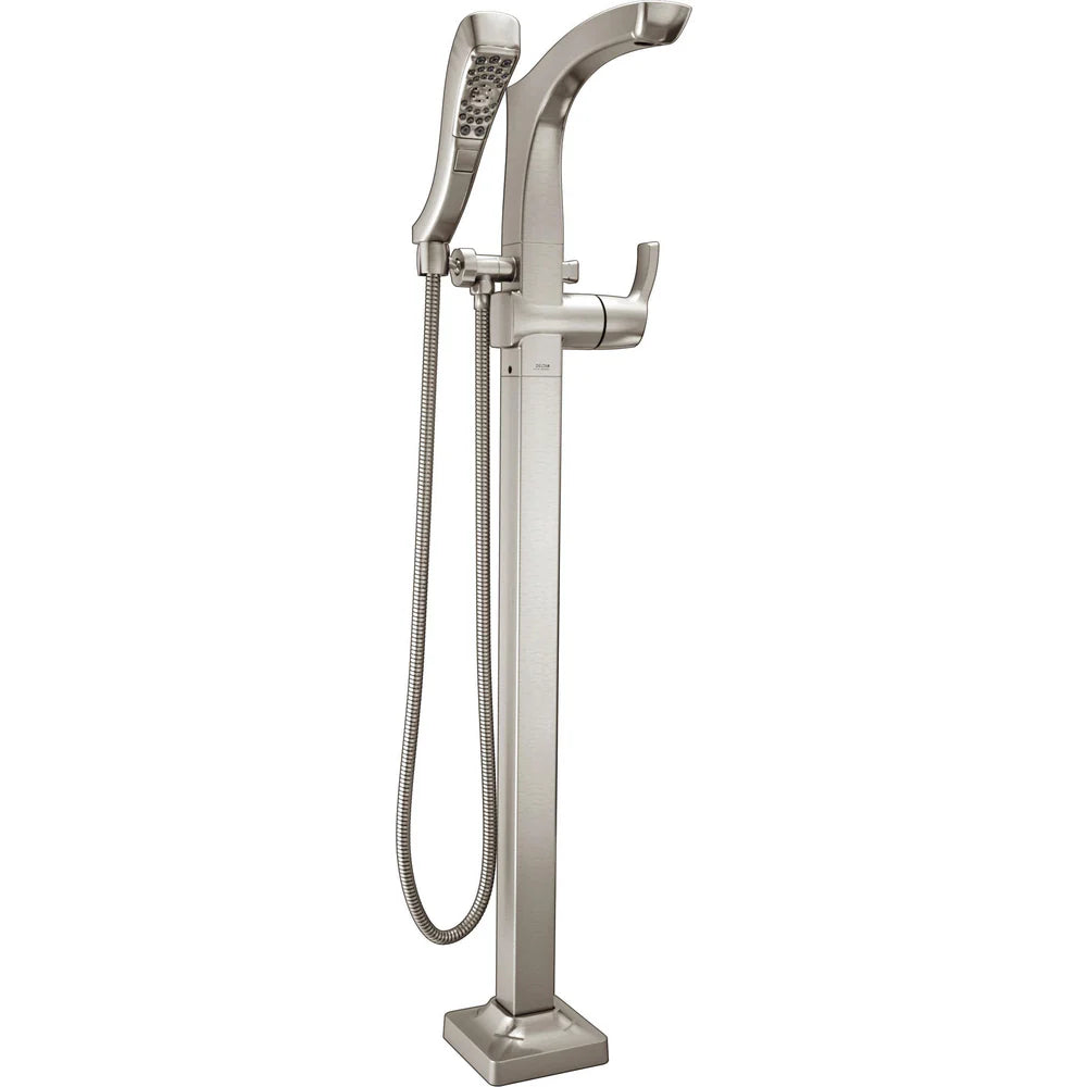 Delta Tesla Single Handle Floor Mount Tub Filler Trim with Hand Shower