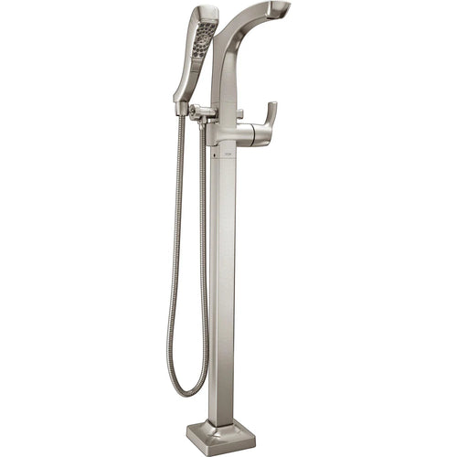 Delta Tesla Single Handle Floor Mount Tub Filler Trim with Hand Shower