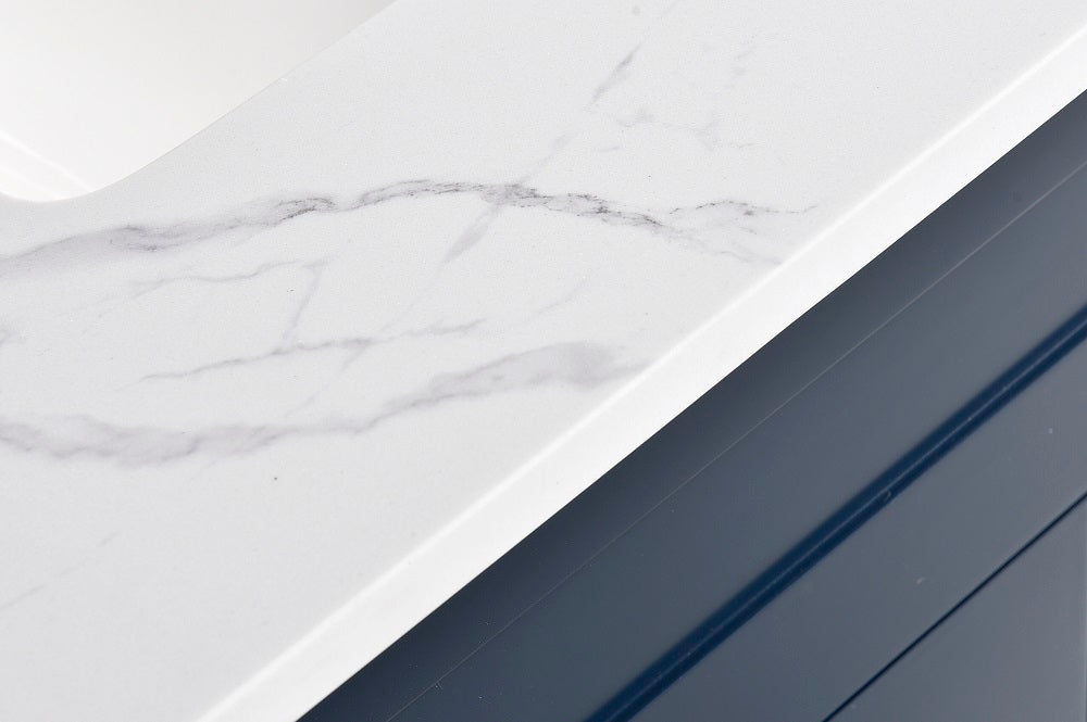 Tesoro 42" Shaker Bathroom Vanity With Quartz Countertop (Solid Wood)-Left Side Drawers